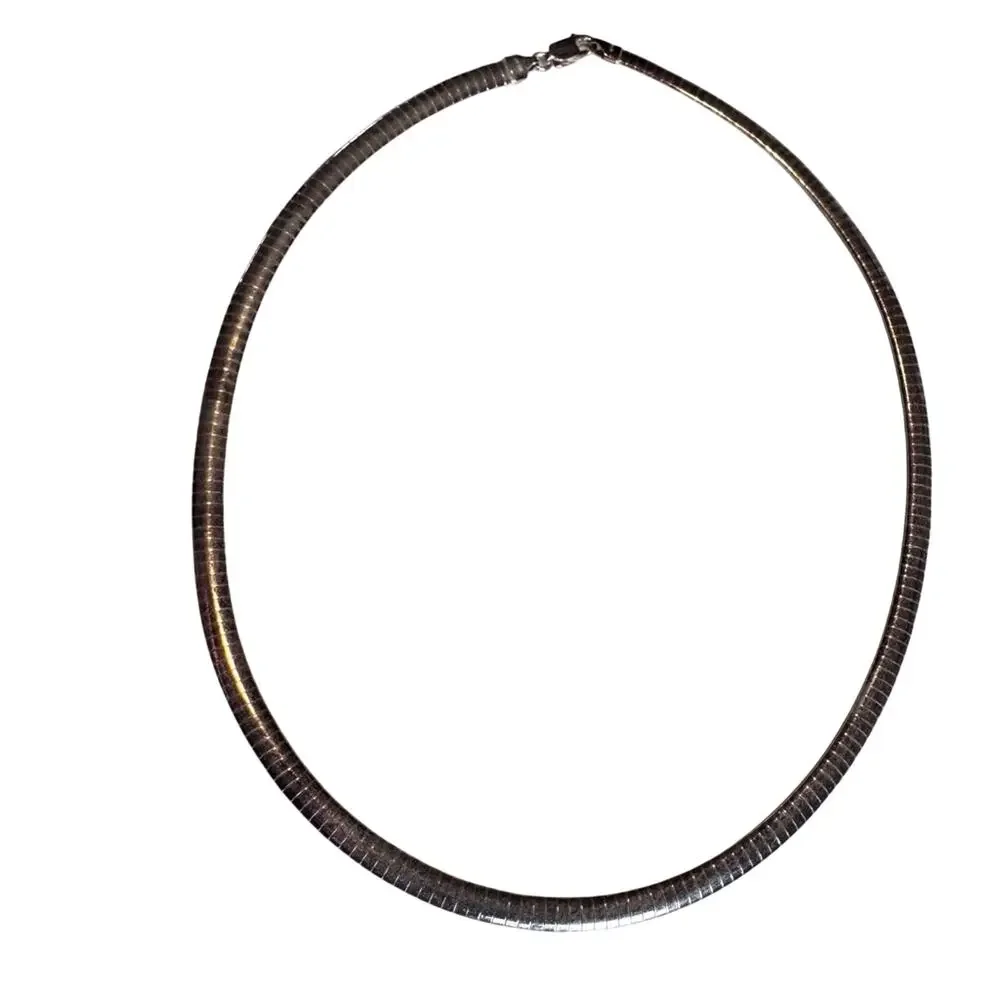 Milor Vintage Marked 925 Italy Silver Omega Chain Collar Necklace Womens Jewelry